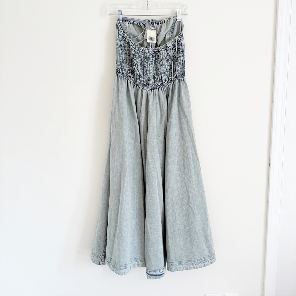 Free People Strapless Denim Midi Dress - Picture 5 of 7